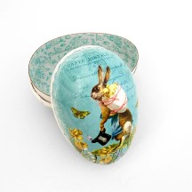 3-1/2" Blue Top Hat Bunny Papier Mache Easter Egg Container ~ Germany